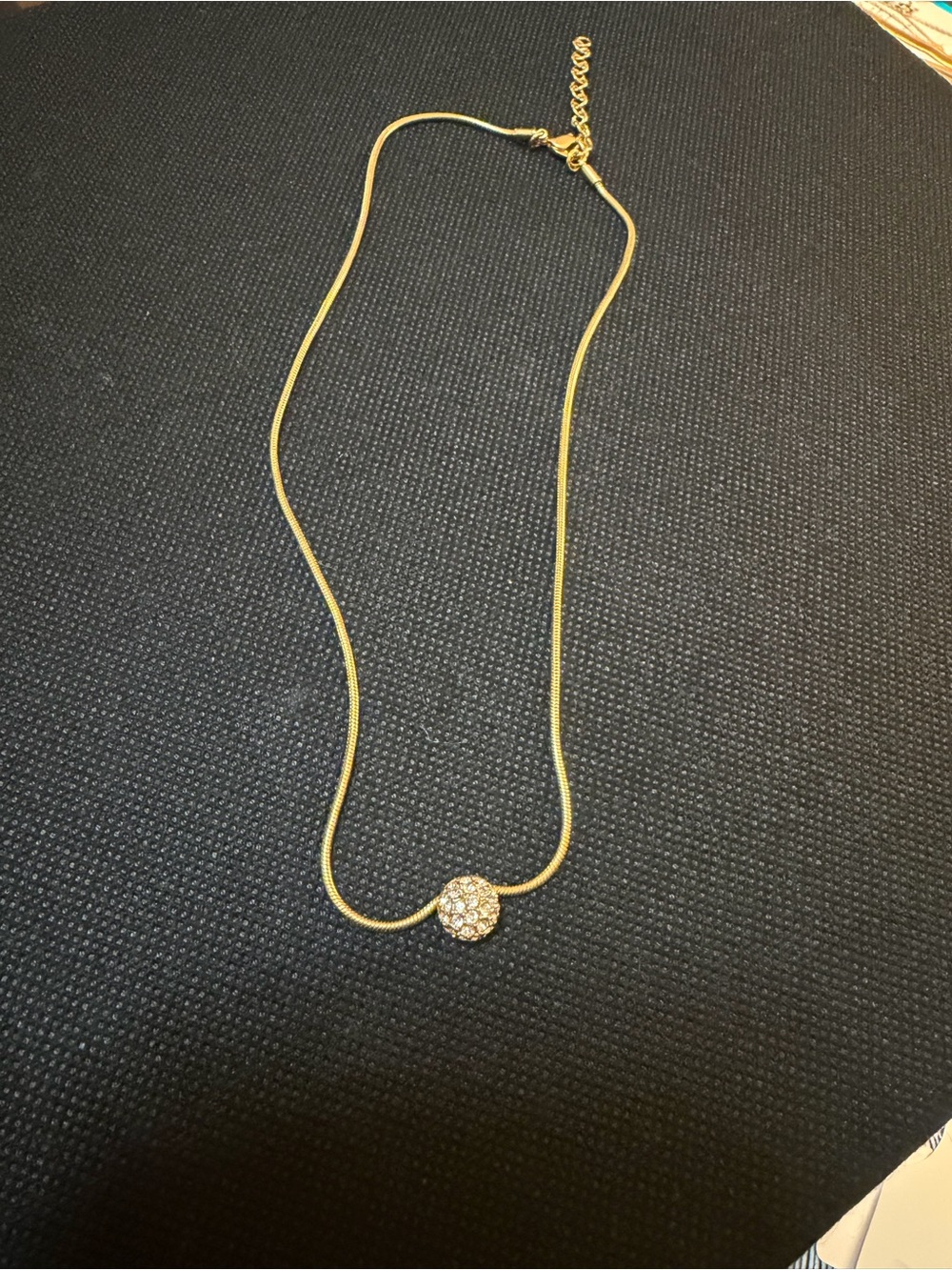 Source Unknown Gold Crystal Pave Circle Necklace for Women